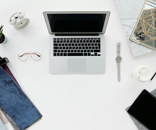 Minimalist workplace representing daily wellness routine